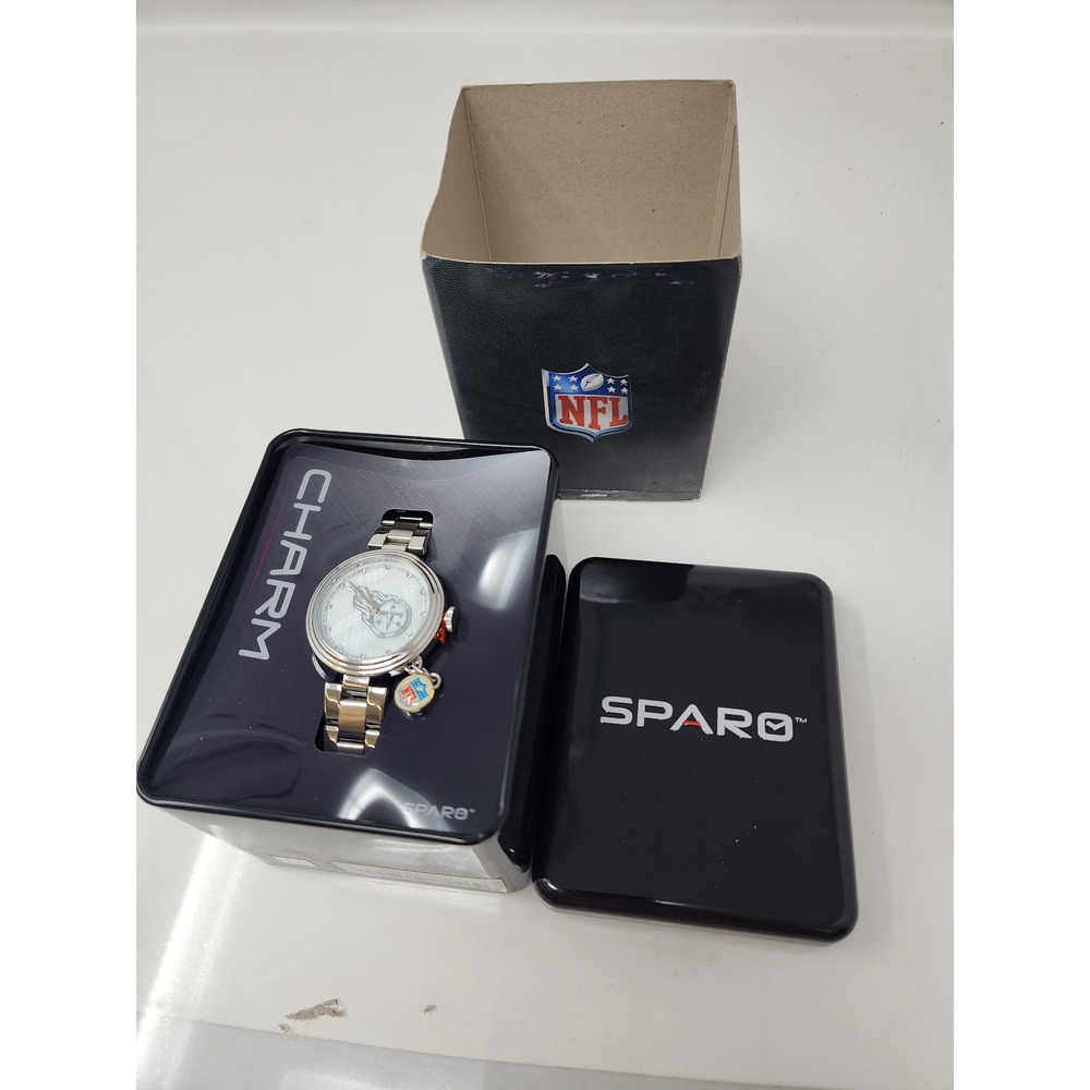 Sparo Womens Tennessee Titans Charm Watch Silver Stainless Steel Casual Size OS